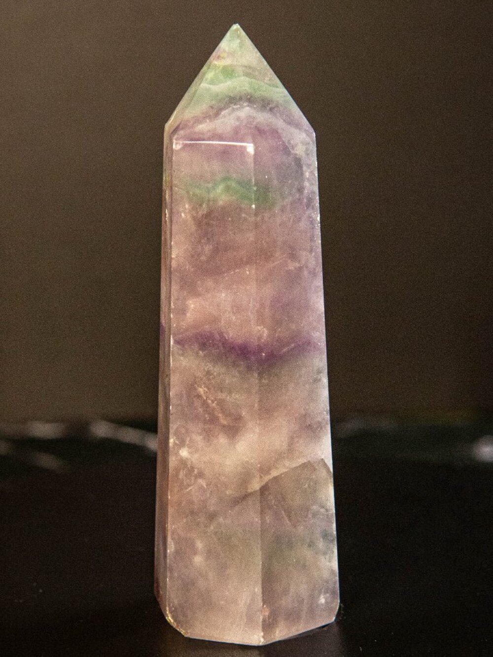 4.3" Rainbow Fluorite Tower | Natural Purple Green Crystal Point | Polished - Picture 4 of 8